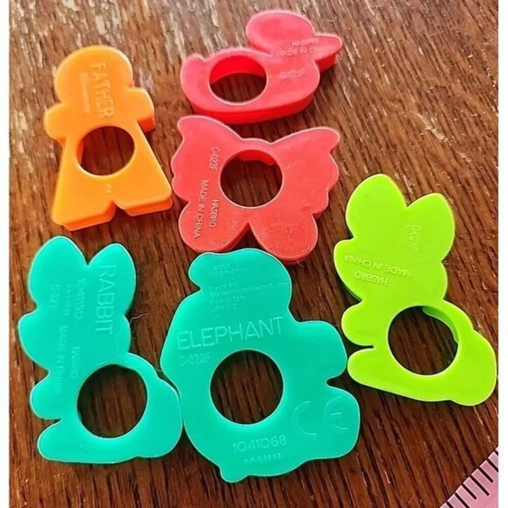 1995 Hasbro Play-Doh Family Animals Lot-6 Cookie, Fondant, Clay Cutters‎